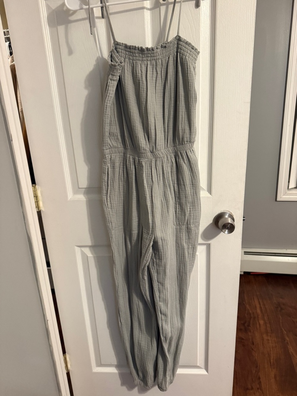 Light Green Gauze-Strap Jumpsuit